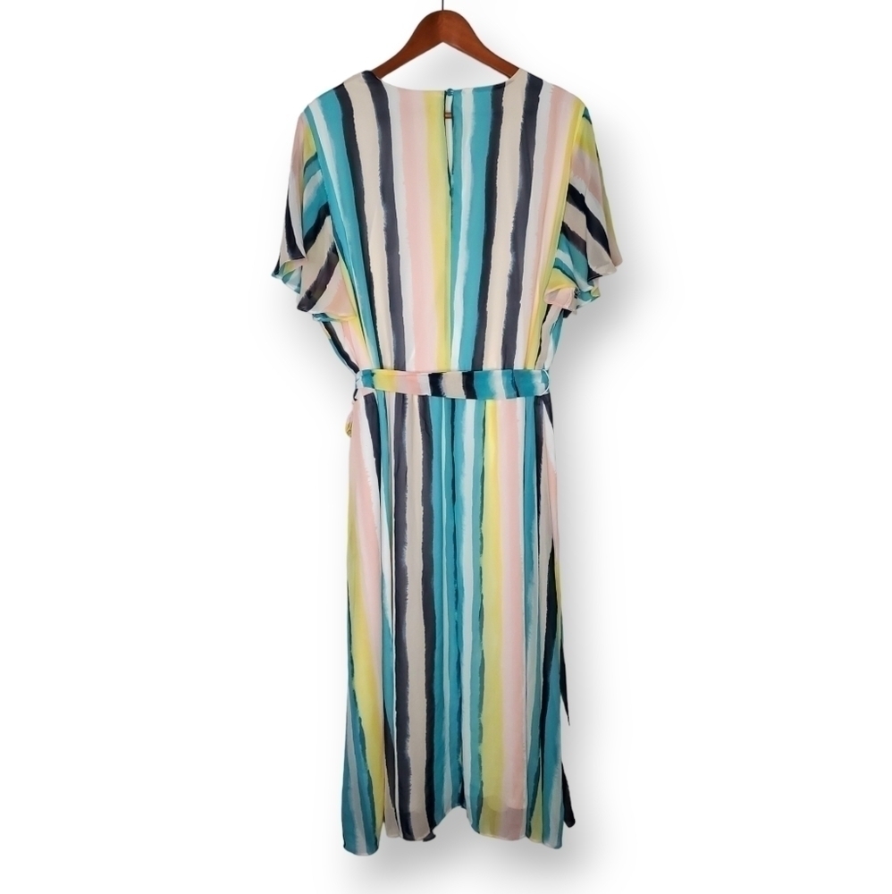 Lane Bryant Multi Color Stripe Surplice Midi Dress Plus Size 22/24 - Picture 7 of 11